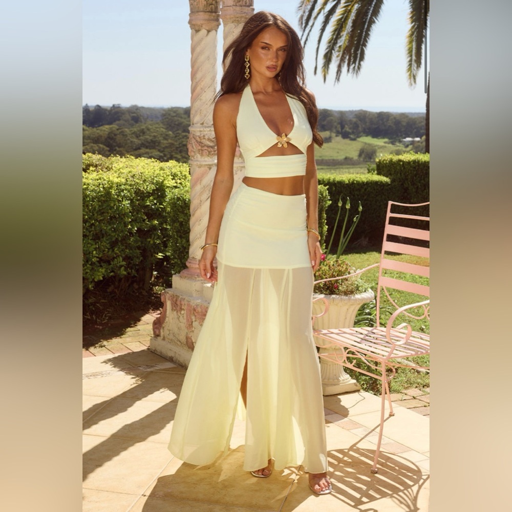 Yellow Maxi Skirt with Slit